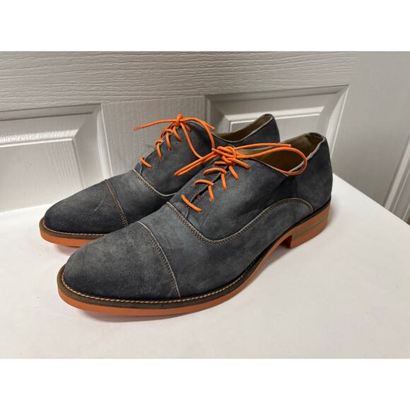 Donald J Pliner Italy Gray Suede Cap Toe Oxfords Orange Sole Men’s 9.5 main image 10